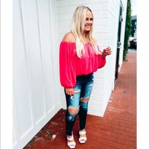 off the shoulder holiday top